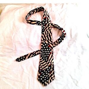 Beans McGee 100% Cotton Stars & Stripes Neck Tie Flag USA Patriotic July 4th 56"